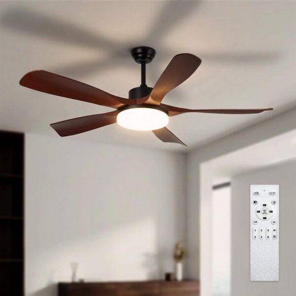 BRILAGI - Димируем таванен вентилатор LED/34W/230V 132 cm черен/кафяв +дистанционно управление