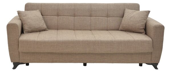 Триместен диван Modesto с място за съхранение светлобежова тъкан 215x85x80 cm