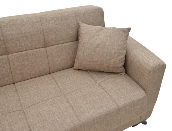 Триместен диван Modesto с място за съхранение светлобежова тъкан 215x85x80 cm