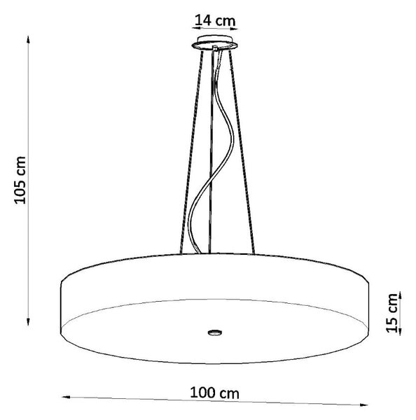 Черно висящо осветително тяло с текстилен абажур ø 100 cm Herra – Nice Lamps