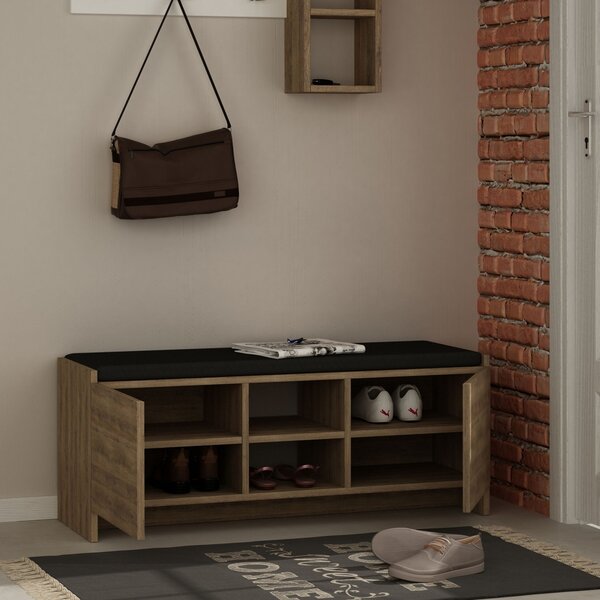 Шкаф за обувки с пейка Zulla Oak 110x43x37 cm