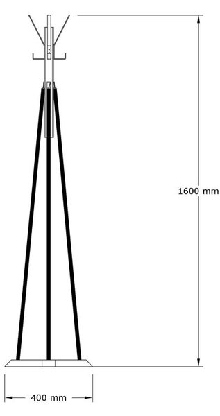 Дървен стелаж за дрехи Myra черен цвят цвят на естествено дърво D40x160cm