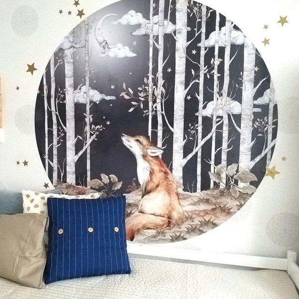 Детски стикер за стена , ø 150 cm Fox in a Circle - Dekornik