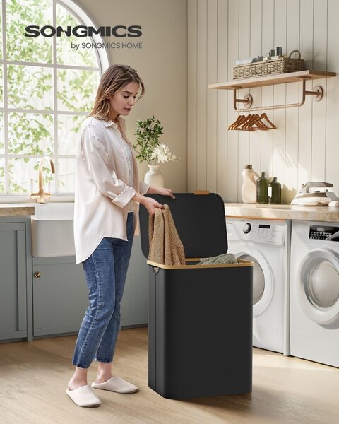 Кош за пране Songmics Black 52x38.5x38.5x70.5 cm