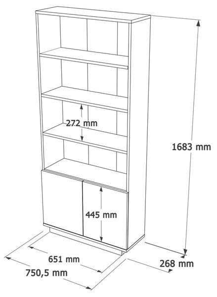 Библиотека FR16 Pin 75x168.3x168.3x26.8 cm