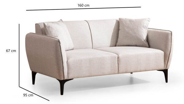Диван с 2 места Belissimo Beige 160x67x95 cm