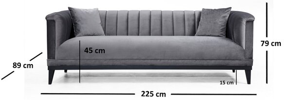 Диван с 3 места Trendy Dark grey 225x79x89 cm