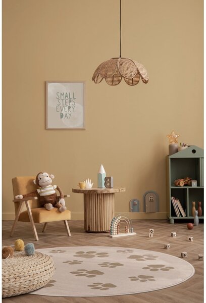 Бежов детски килим ø100 cm Paws Light Beige – FD