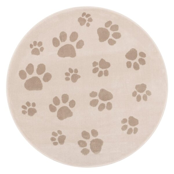Бежов детски килим ø100 cm Paws Light Beige – FD