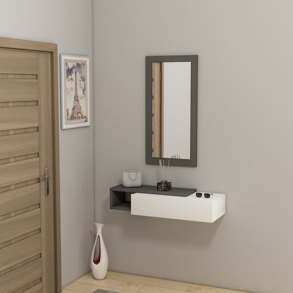 Висяща конзола с огледало Vien Anthracite 82x15.8x29.6 cm