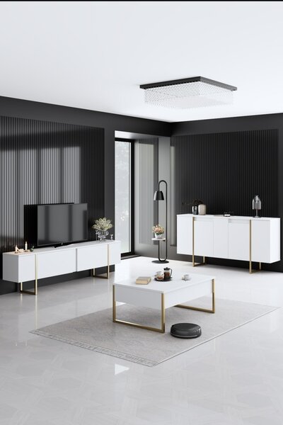 Комплект мебели за дневна Luxe Бял 160x35x80 см