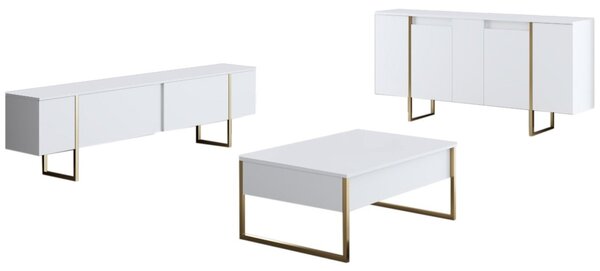 Комплект мебели за дневна Luxe Бял 160x35x80 см