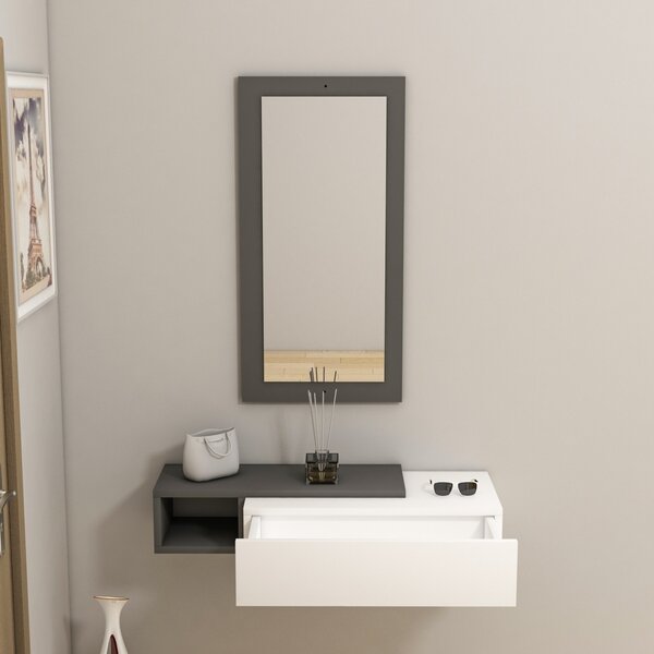 Висяща конзола с огледало Vien Anthracite 82x15.8x29.6 cm