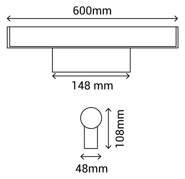 Черна стенна лампа, дължина 60 cm Caspio - SULION