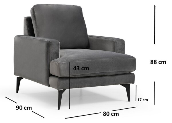 Фотьойл Papira Anthracite 80x90x88 cm