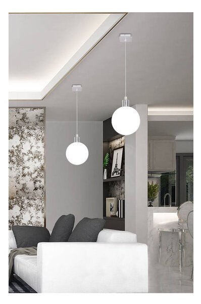 Висяща лампа в сребристо със стъклен абажур ø 15 cm Oden - Candellux Lighting