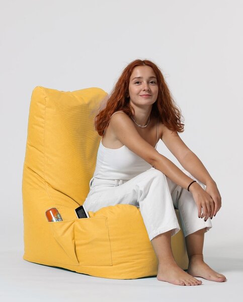 Градински фотьойл пуф Diamond Yellow 60x90x35 cm