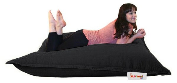 Възглавница за градинско кресло Pouf Pouf Black 100x100x20 cm
