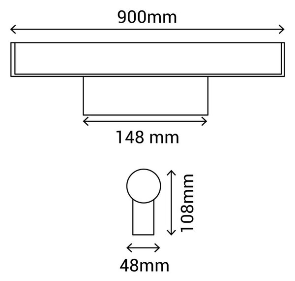 Черна стенна лампа, дължина 90 cm Caspio - SULION