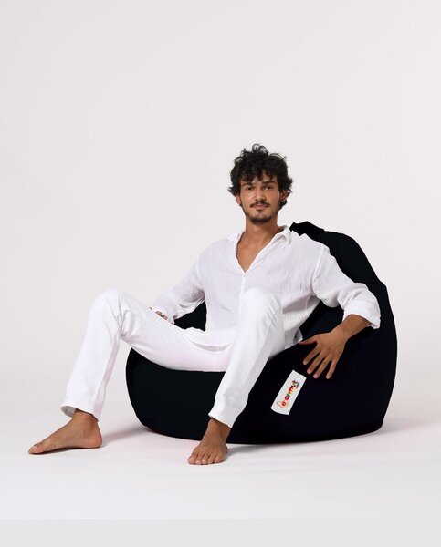 Градински фотьойл с пуф Premium Black 115x130x39 cm