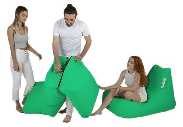 Градински фотьойл с пуф Siesta Green 180x55x40 cm