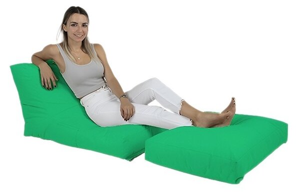 Градински фотьойл с пуф Siesta Green 180x55x40 cm