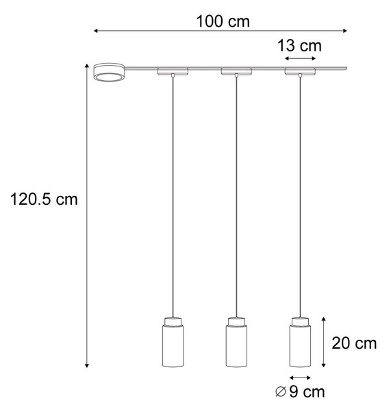 Modern railsysteem met 3 hanglampen zwart 1-fase - Magnetic Vance