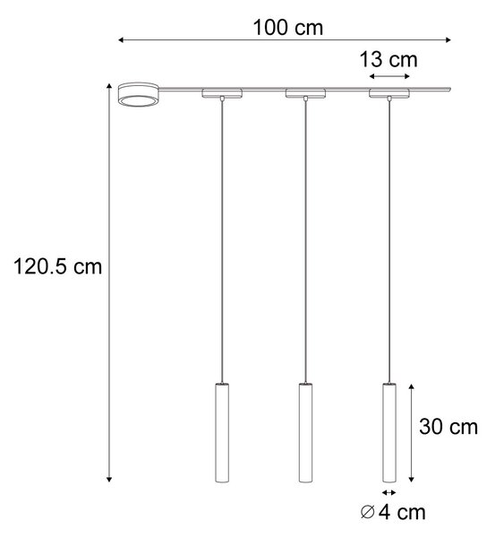 Modern railsysteem met 3 hanglampen zwart 1-fase - Magnetic Cassie