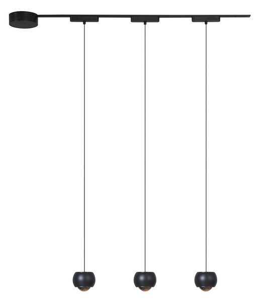 Modern railsysteem met 3 hanglampen zwart 1-fase - Magnetic Lance