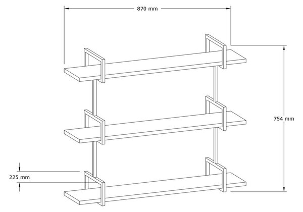 Стенен рафт Uras Nuc 87x76x22,5 cm