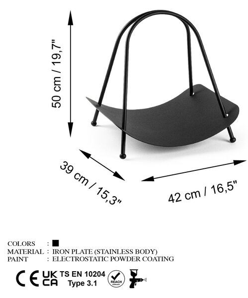Опора за дърва за камина GED-017 Black 42x50x39 cm