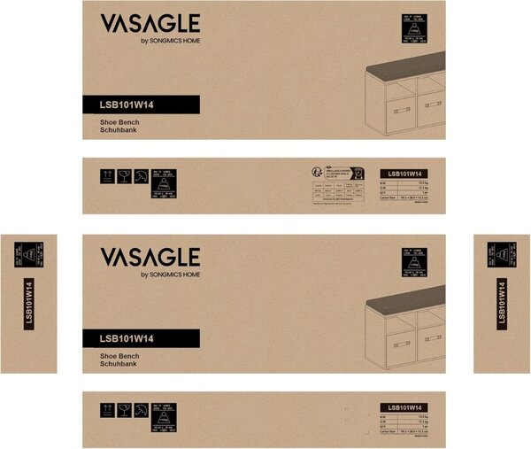 Пейка с място за съхранение и чехли Vasagle Grey 87x30.3x30.3x48 cm
