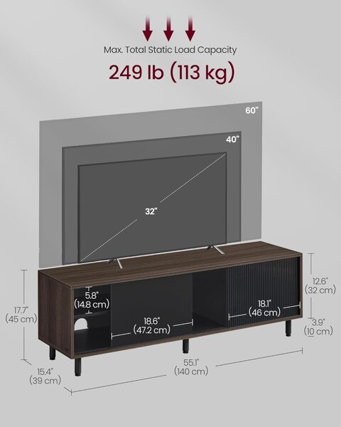 Телевизионна конзола Vasagle Brown 140x39x45 cm