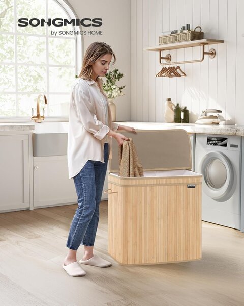 Кош за пране Songmics Beige 62.5x41.5x61 cm