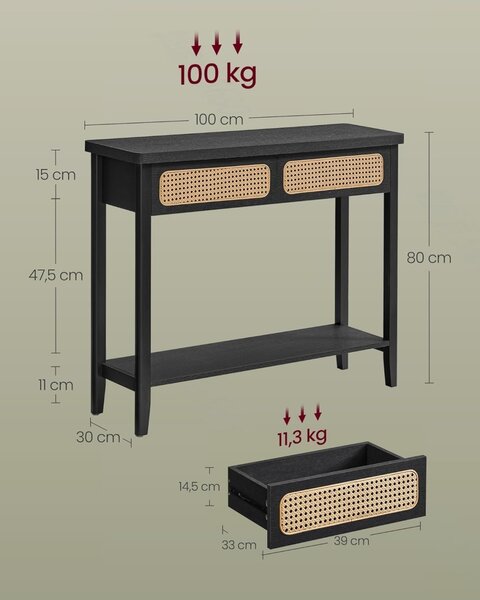 Конзола Vasagle Black 100x30x80 cm