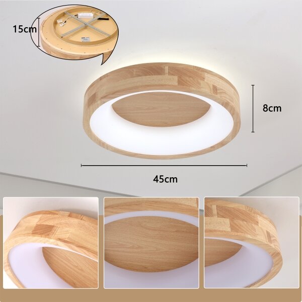 Brilagi-LED Потолно осветително тяло FALCON WOOD LED/30W/230V 3000/4000/6000K 45 cm дърво