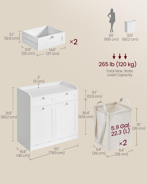 Шкаф за баня Vasagle White 78,8x40x80 cm