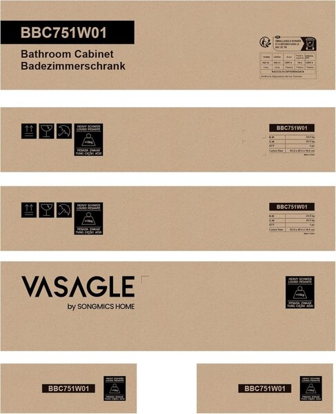 Шкаф за баня Vasagle White 78,8x40x80 cm