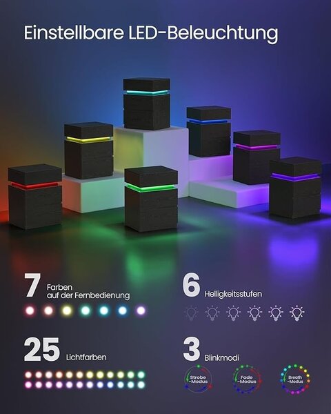 Vasagle LED нощно шкафче Vasagle Black 40x35x55 cm