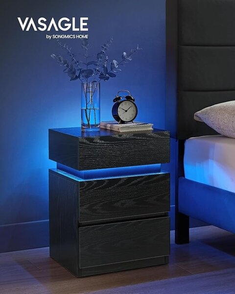 Vasagle LED нощно шкафче Vasagle Black 40x35x55 cm