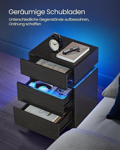 Vasagle LED нощно шкафче Vasagle Black 40x35x55 cm