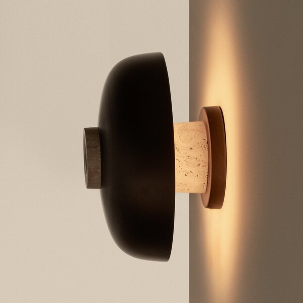 Audo Copenhagen Стенен светильник LED Reverse, пясъчен/бронзов, Ø 24 см, димер с въртящ се, Затъмняване, Бронзов / античен месинг, Дневна/трапезария, Алуминий, Дизайн