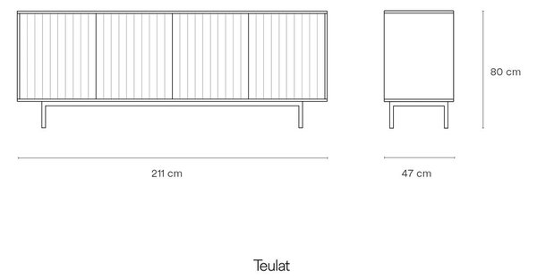 Сив нисък скрин 211x80 cm Sierra – Teulat