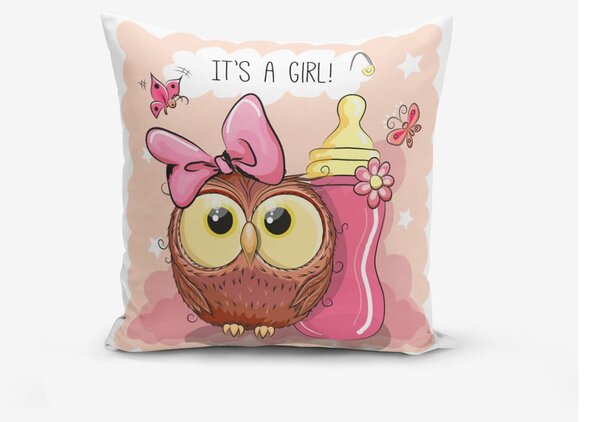 Бебешка калъфка за възглавница 43x43 cm Girl Owl – Mila Home