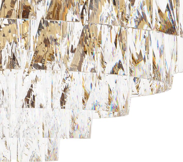Stars of Light таванна лампа Valparaiso, златиста, Ø 48 см, метал, Затъмняване, Злато / месинг, Дневна/трапезария, Стъкло