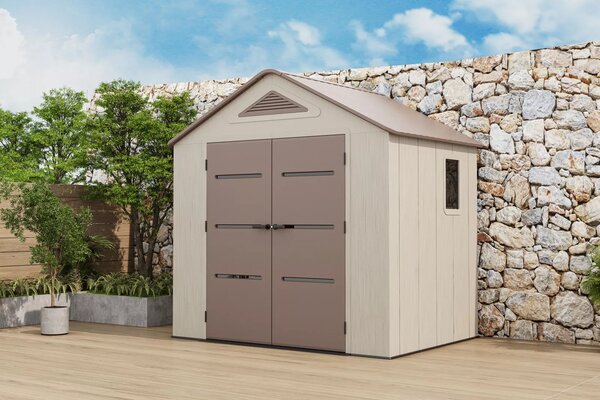 Пластмасовa градинска барака за инструменти EVEREST 250×180 см, 4.5 м² HDPE 22мм, Кафяв