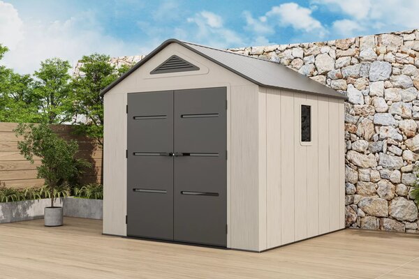Пластмасовa градинска барака за инструменти EVEREST 250x246 см, 6.2 м² HDPE 22мм, Тъмно сива