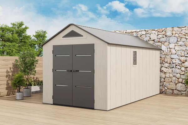 Пластмасовa градинска барака за инструменти EVEREST 250x444 см, 11.1 м² HDPE 22мм, Тъмно сива