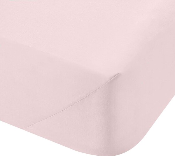 Розов еластичен чаршаф от памук перкал 135x190 cm Cotton Percale – Bianca