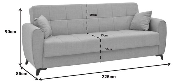 3-местен диван с място за съхранение Lincoln 3 Pako World Beige 225x85x90 cm